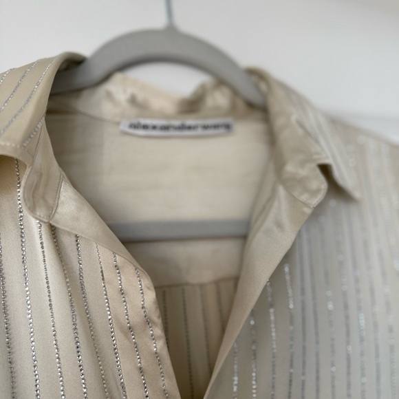 ALEXANDER WANG Crystal Hotfix Slim Crystal embellished Shirt $795 2 - Picture 7 of 10